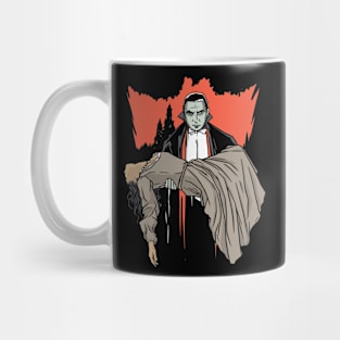 Dracula Vampire Carrying a Woman Illustration Mug